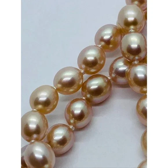 Tiffany & co. Elsa Peretti 3 Row Pink Pearl Heart Silver 925 Bracelet 7.5